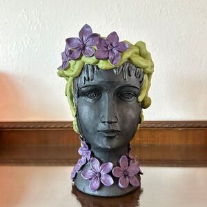 Ashland Halloween Medusa Head Floral Container Black Green Purple Decor 716363